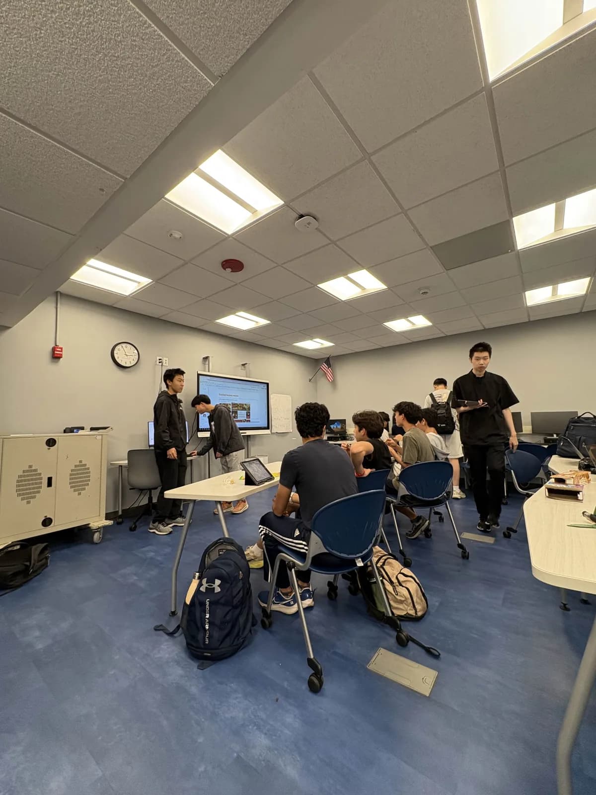 The lab seen from the door as members settle in for a meeting