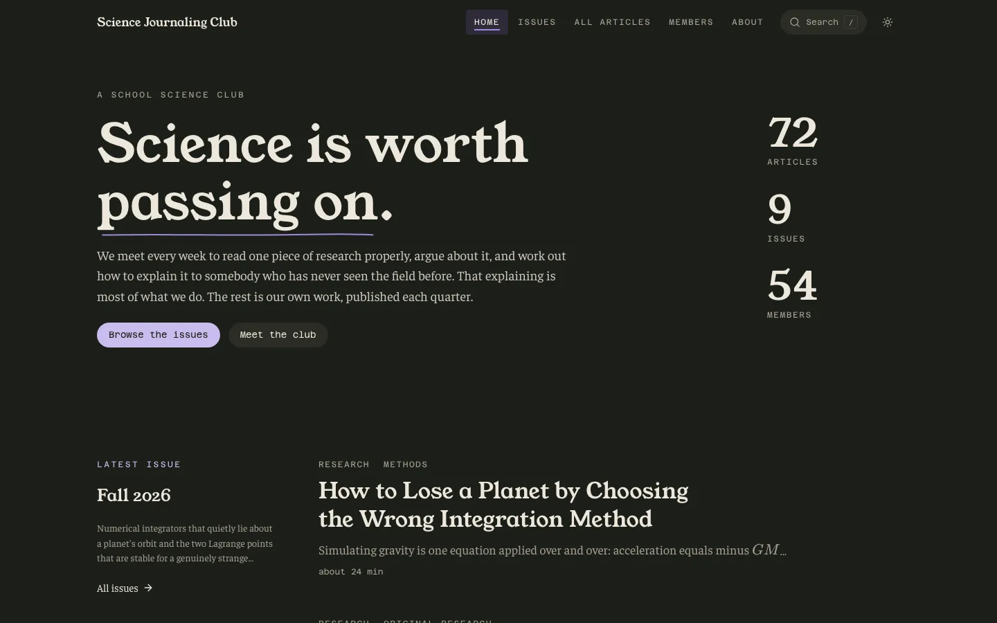 Science Journaling Club home page